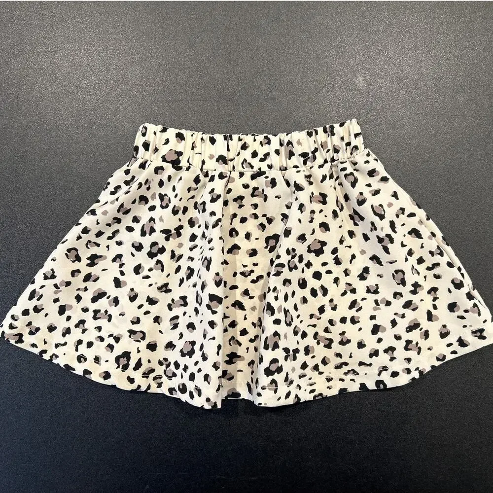 Bailey’s Blossoms Mock Neck Leotard & Leopard Skirt Set Toddler Girl 2T